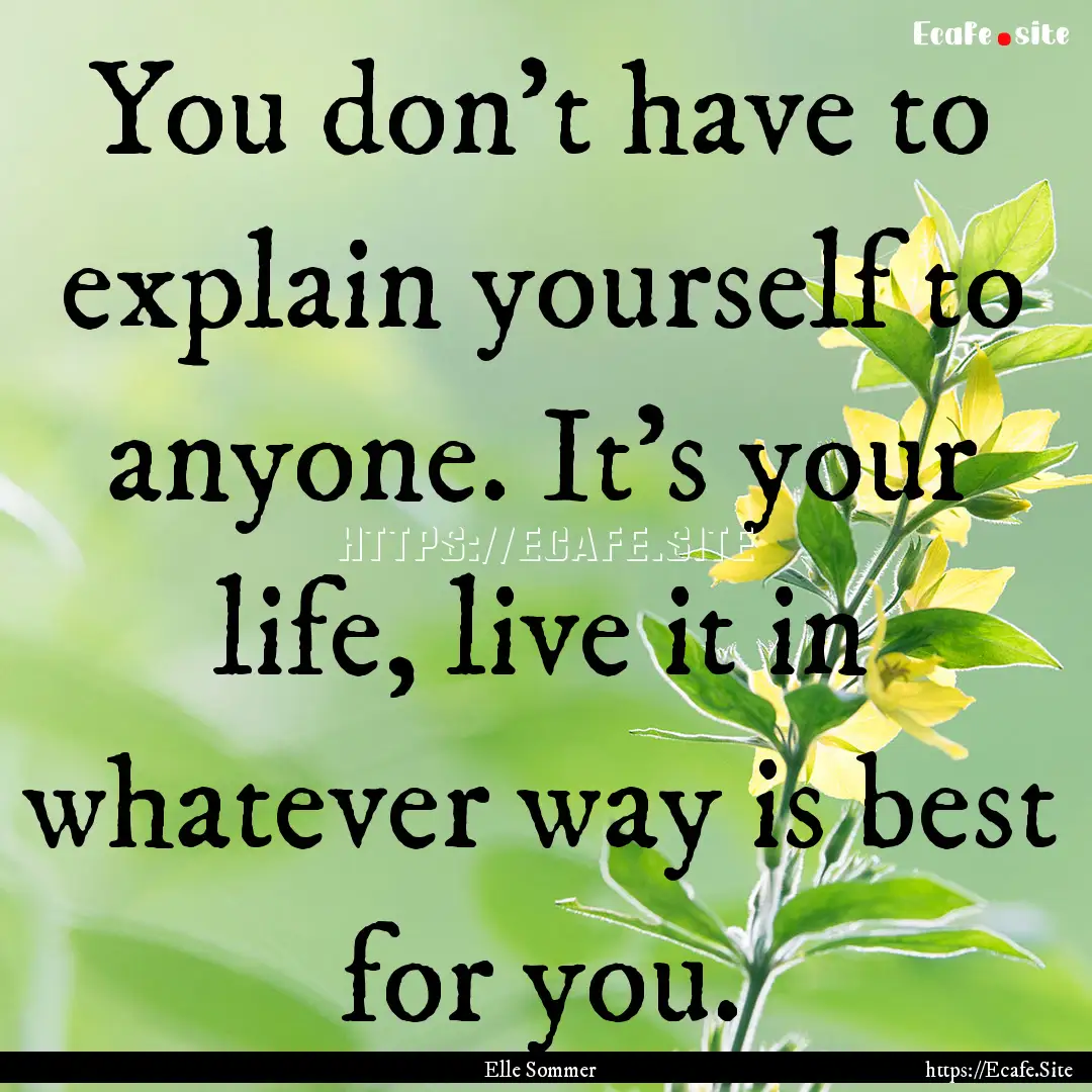 You don’t have to explain yourself to anyone..... : Quote by Elle Sommer