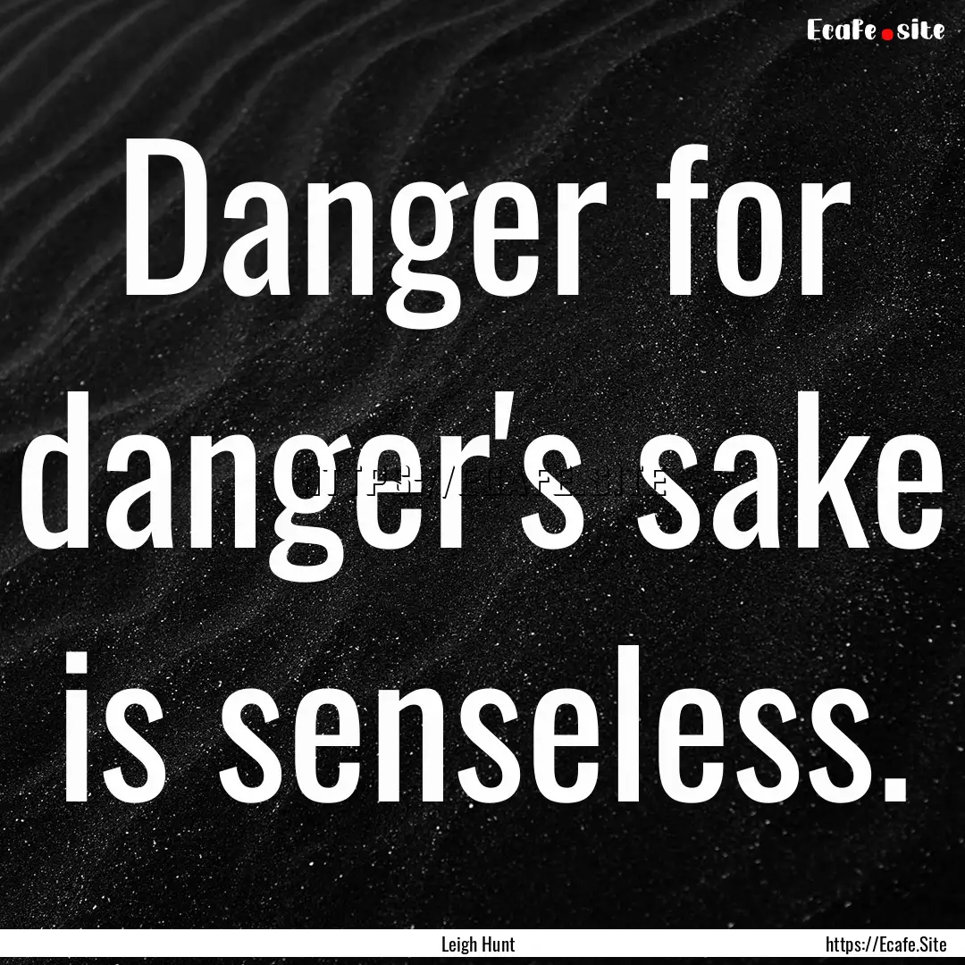 Danger for danger's sake is senseless. : Quote by Leigh Hunt