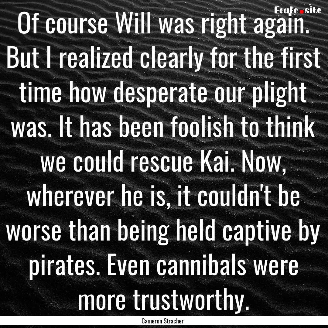 Of course Will was right again. But I realized.... : Quote by Cameron Stracher