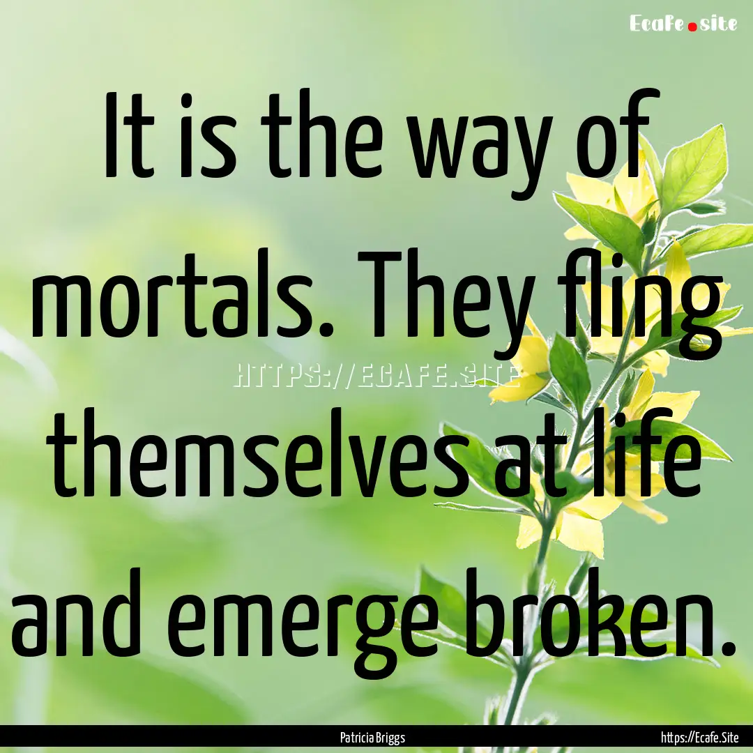 It is the way of mortals. They fling themselves.... : Quote by Patricia Briggs