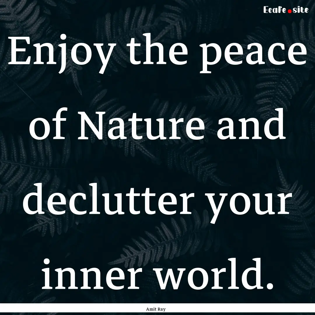 Enjoy the peace of Nature and declutter your.... : Quote by Amit Ray