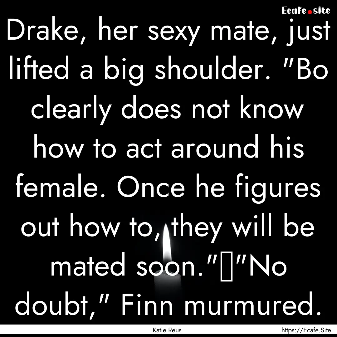 Drake, her sexy mate, just lifted a big shoulder..... : Quote by Katie Reus