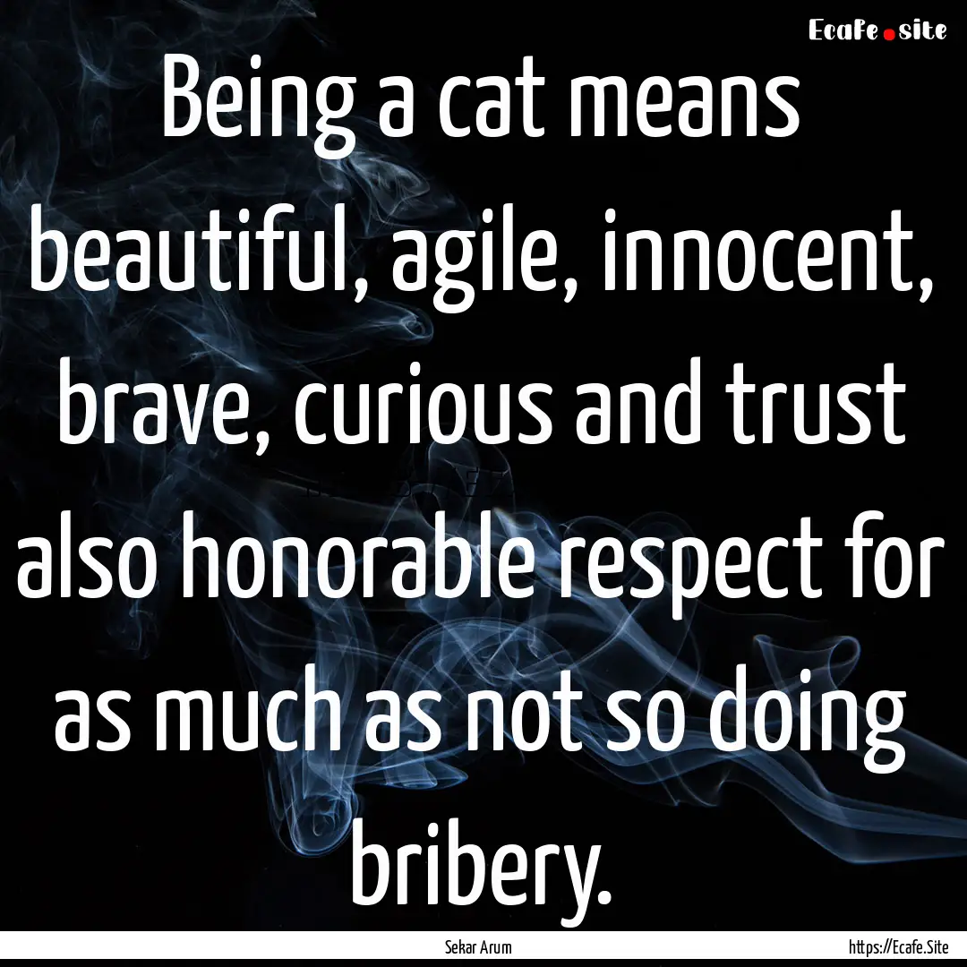 Being a cat means beautiful, agile, innocent,.... : Quote by Sekar Arum