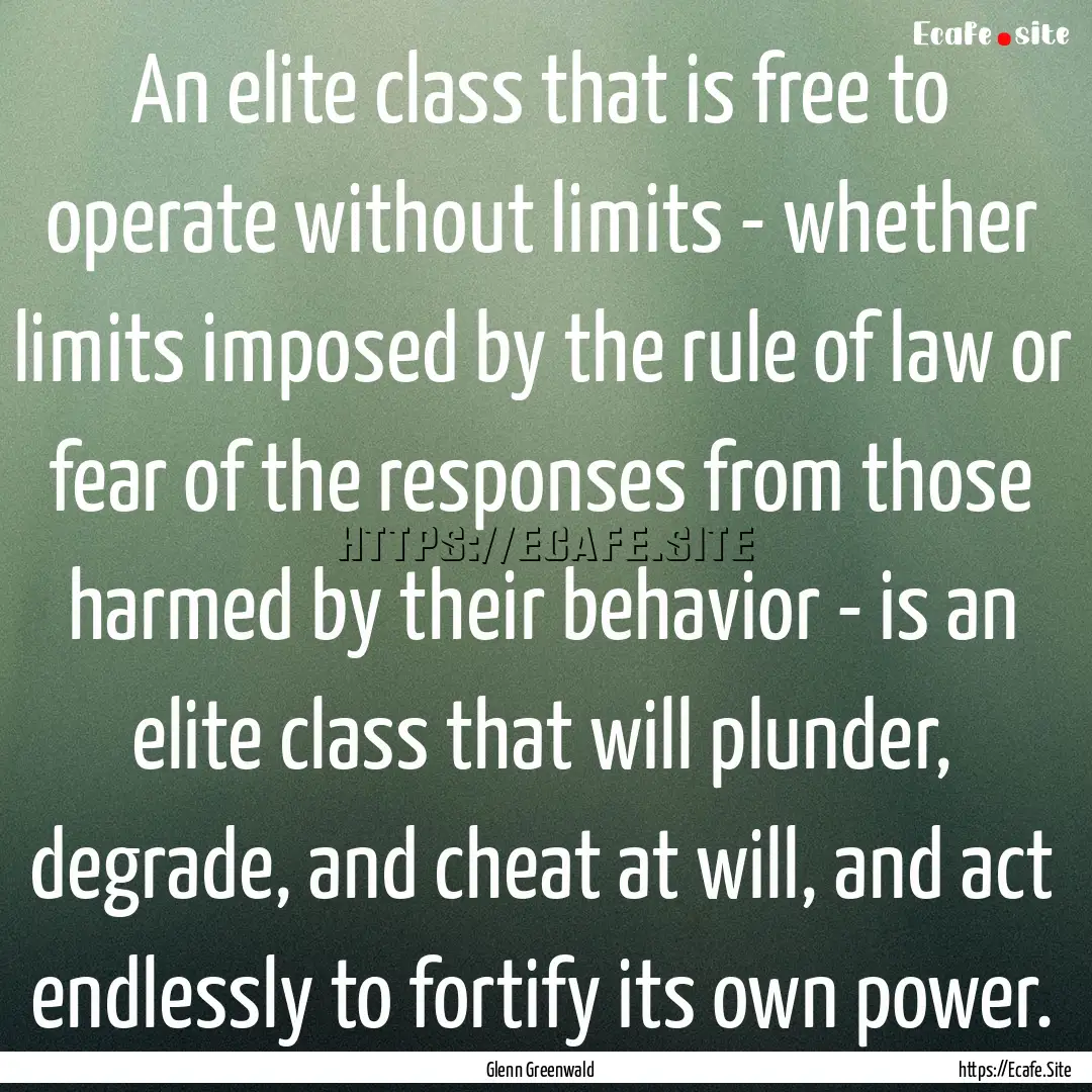 An elite class that is free to operate without.... : Quote by Glenn Greenwald