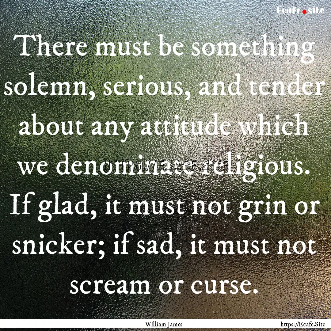 There must be something solemn, serious,.... : Quote by William James