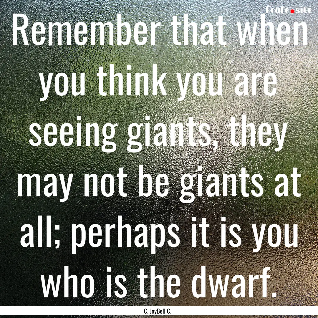 Remember that when you think you are seeing.... : Quote by C. JoyBell C.