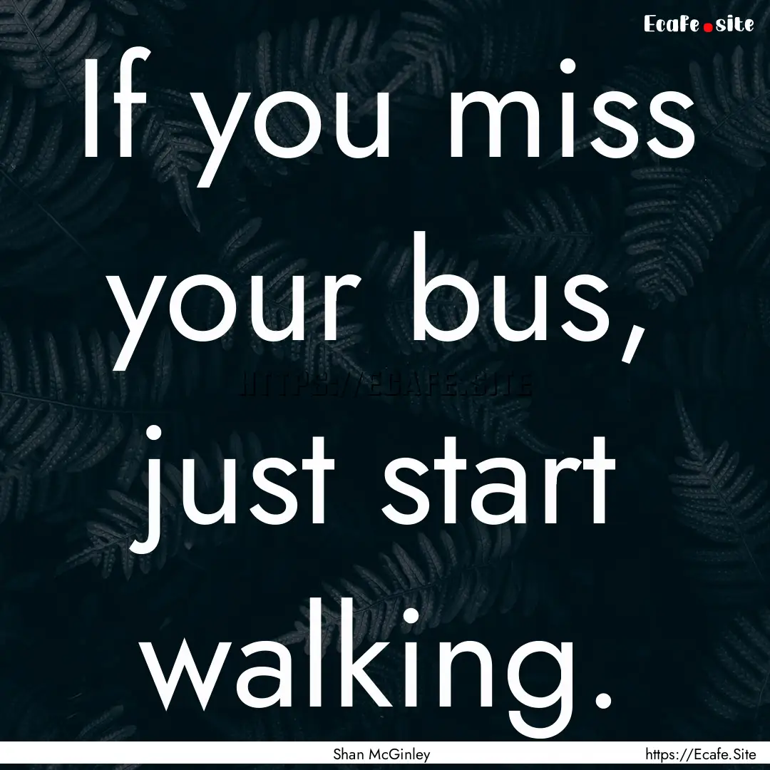 If you miss your bus, just start walking..... : Quote by Shan McGinley