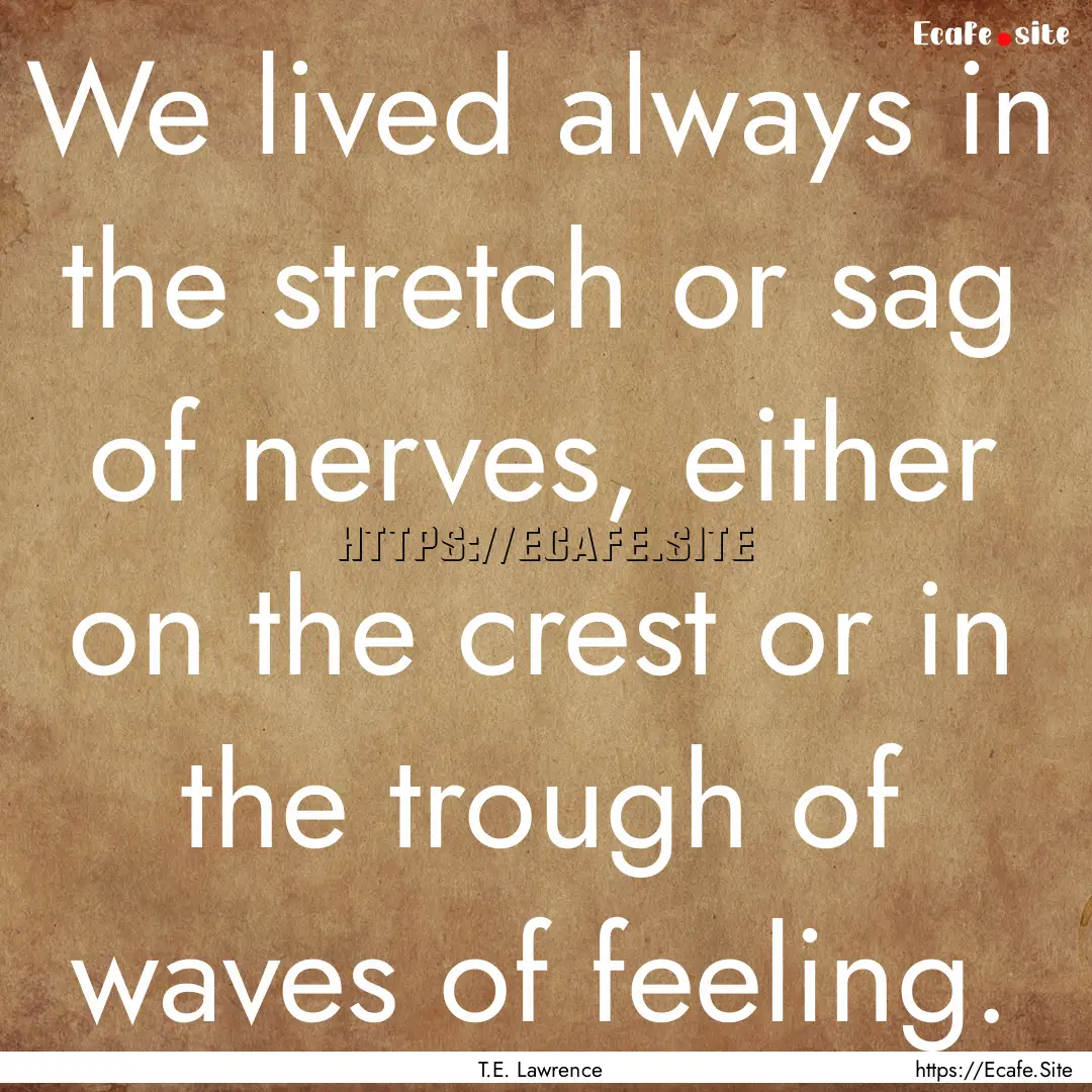 We lived always in the stretch or sag of.... : Quote by T.E. Lawrence