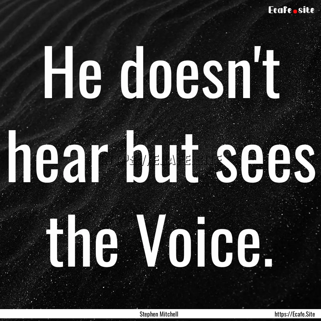 He doesn't hear but sees the Voice. : Quote by Stephen Mitchell