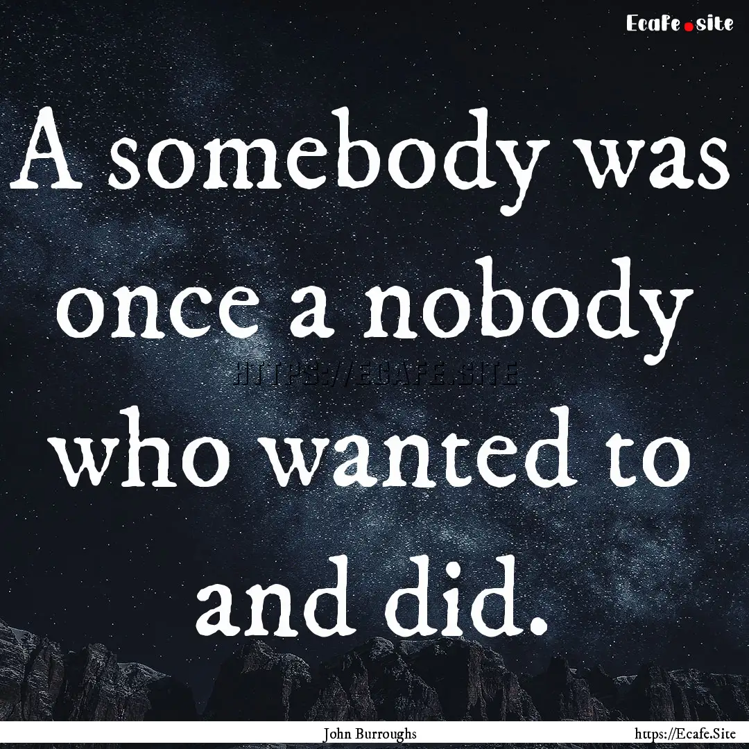 A somebody was once a nobody who wanted to.... : Quote by John Burroughs