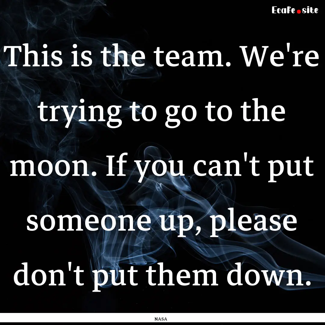 This is the team. We're trying to go to the.... : Quote by NASA