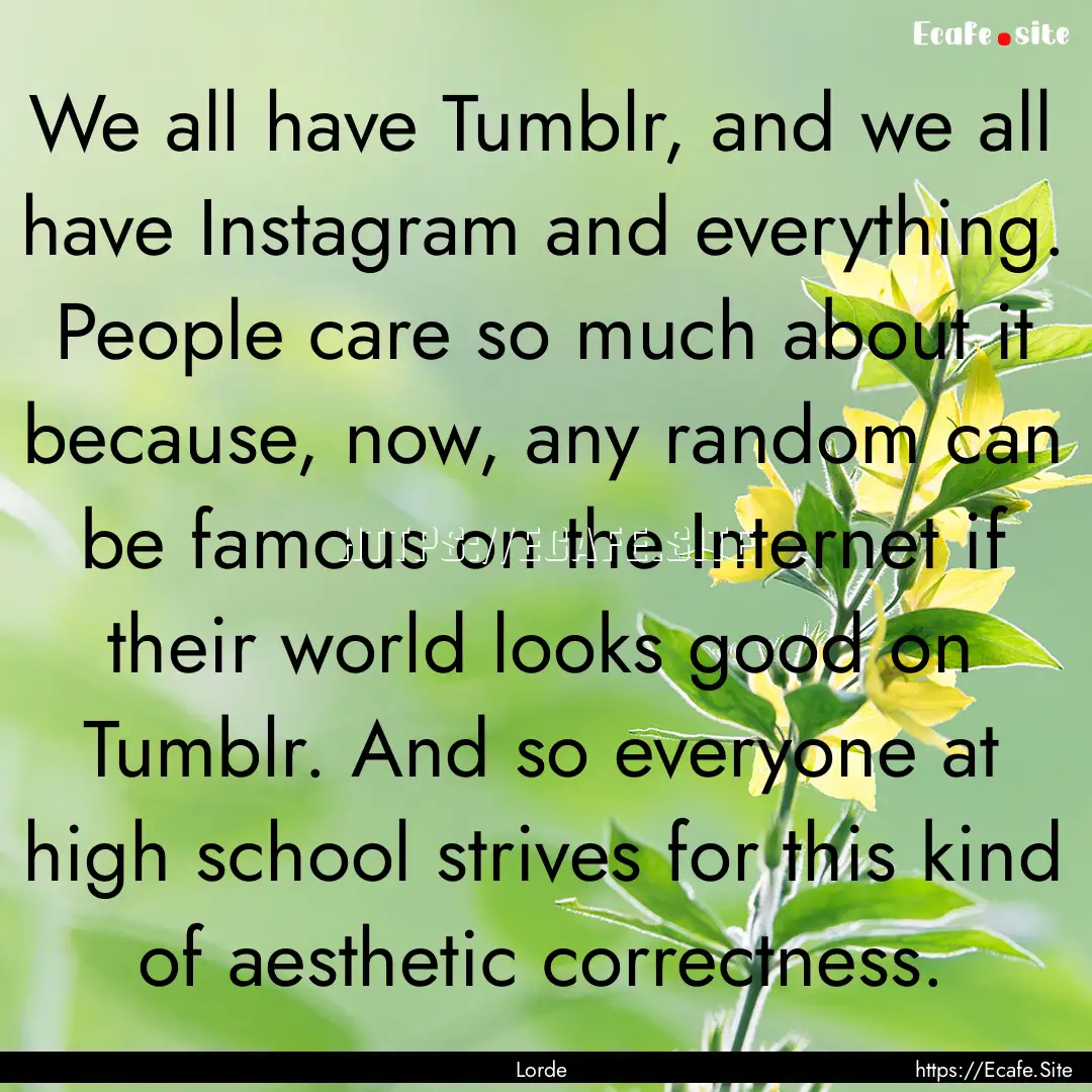 We all have Tumblr, and we all have Instagram.... : Quote by Lorde