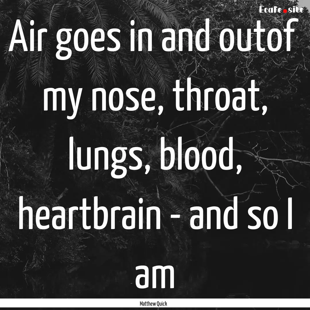 Air goes in and outof my nose, throat, lungs,.... : Quote by Matthew Quick