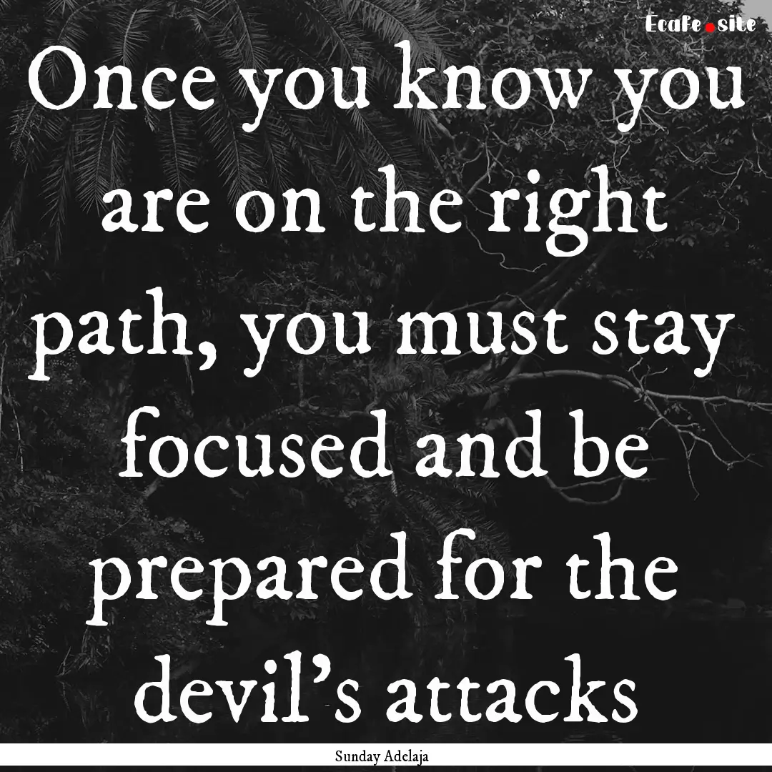 Once you know you are on the right path,.... : Quote by Sunday Adelaja