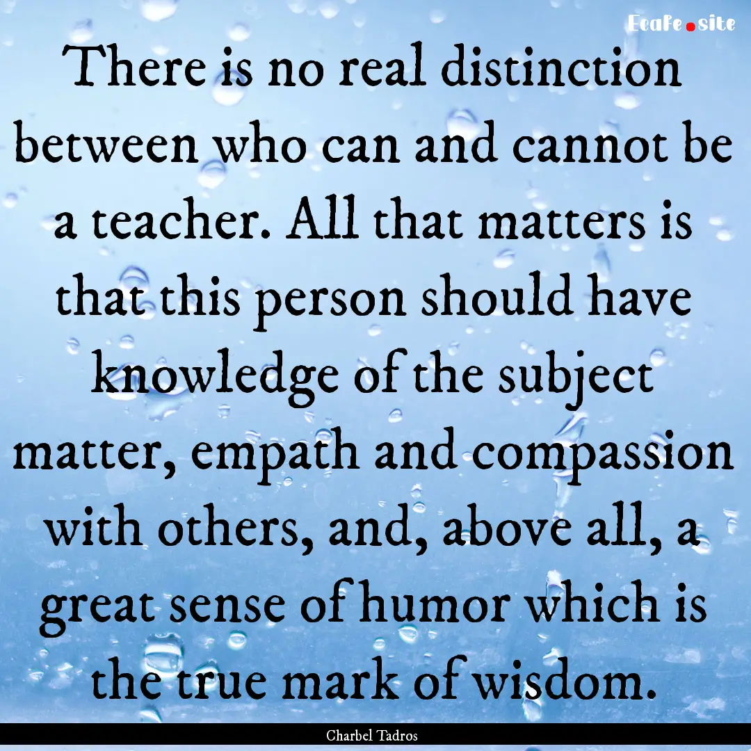 There is no real distinction between who.... : Quote by Charbel Tadros