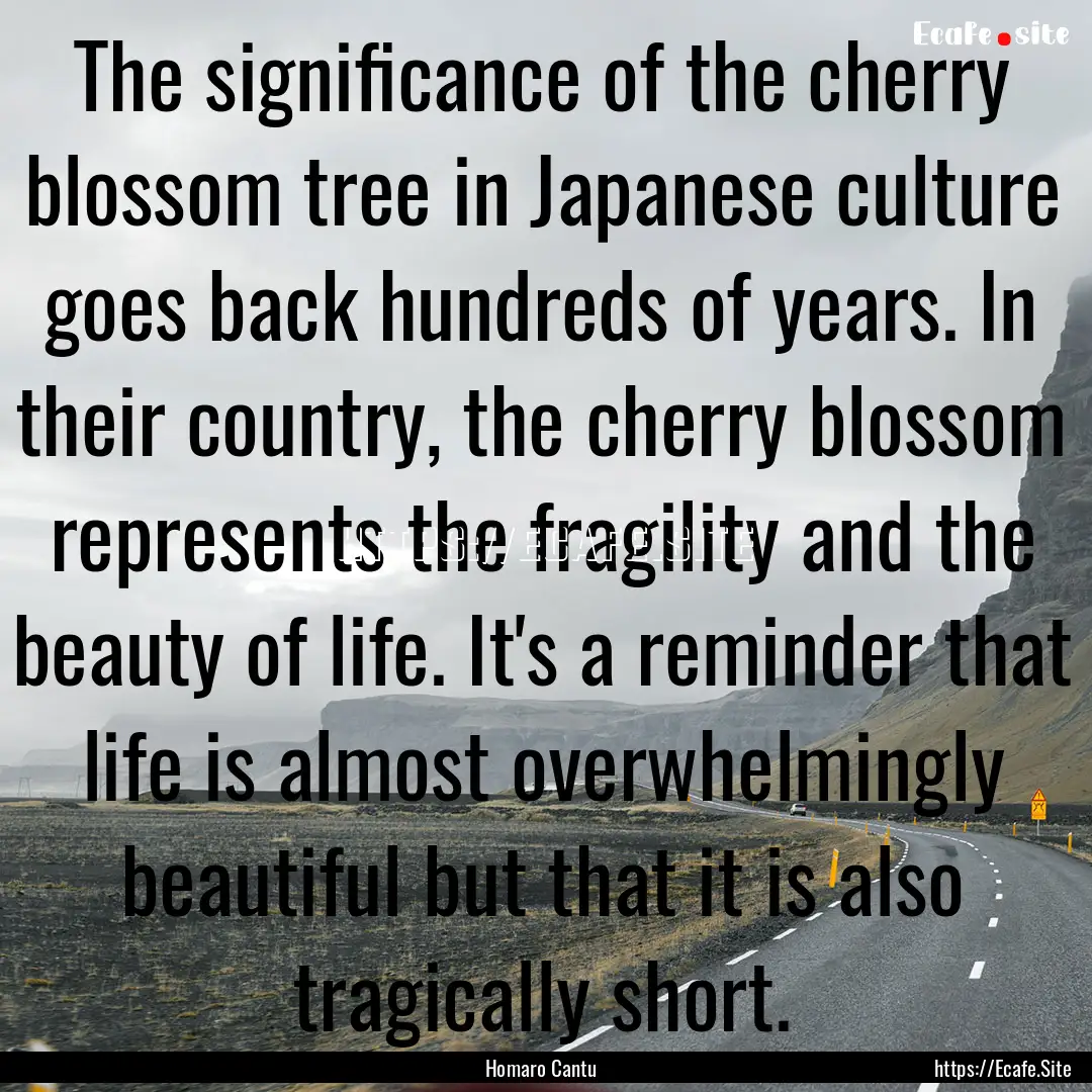 The significance of the cherry blossom tree.... : Quote by Homaro Cantu