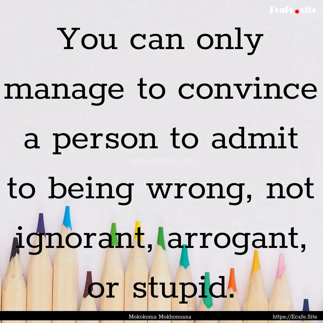 You can only manage to convince a person.... : Quote by Mokokoma Mokhonoana