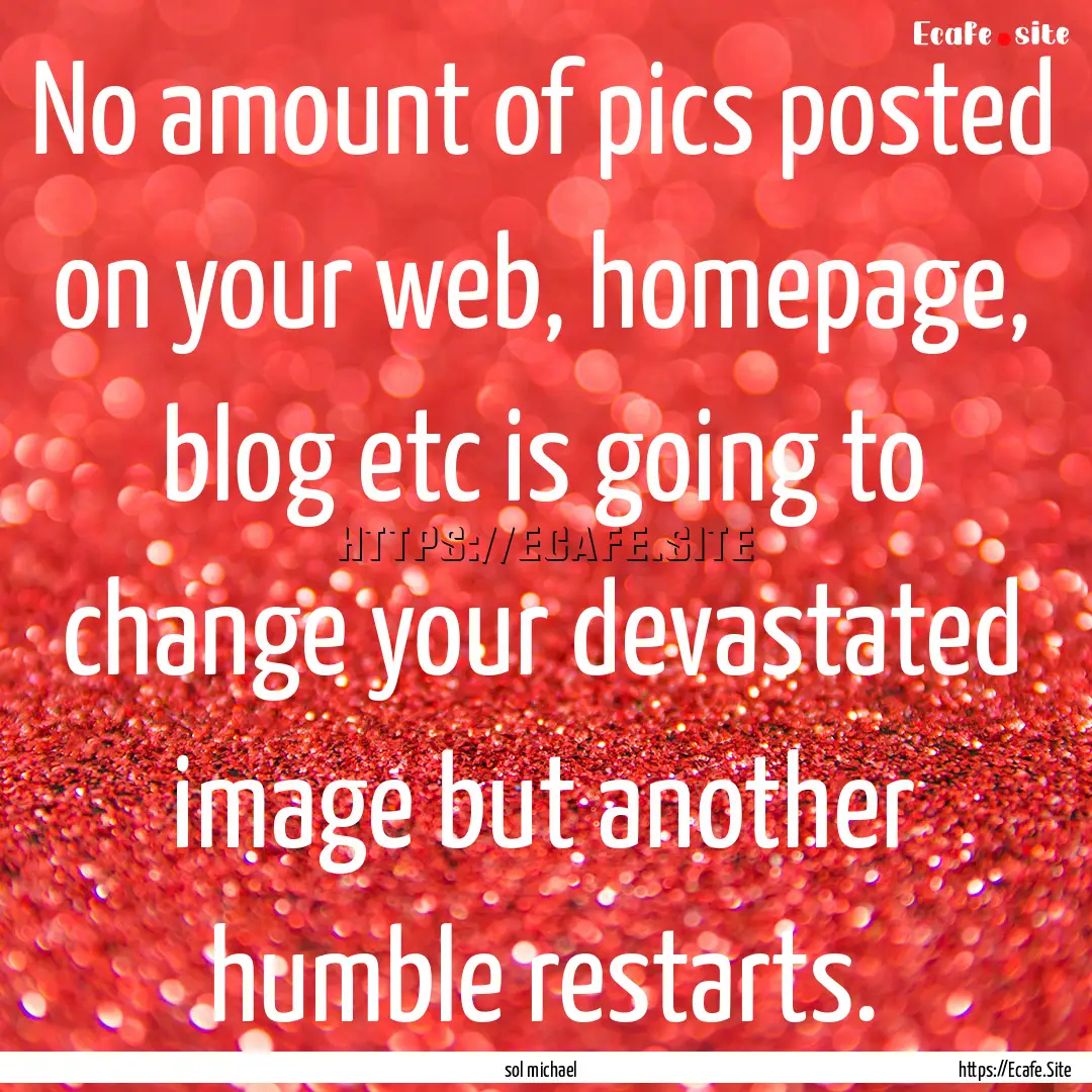 No amount of pics posted on your web, homepage,.... : Quote by sol michael