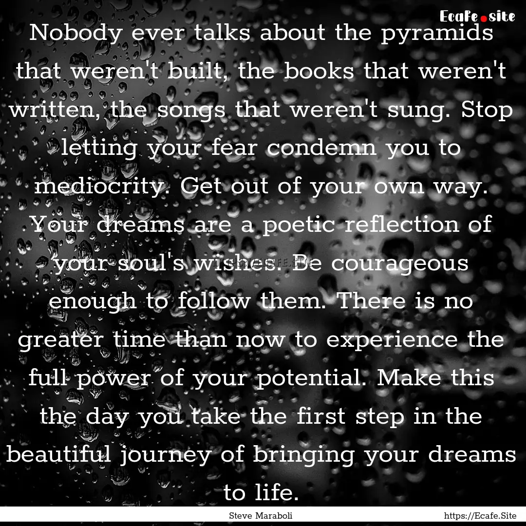 Nobody ever talks about the pyramids that.... : Quote by Steve Maraboli