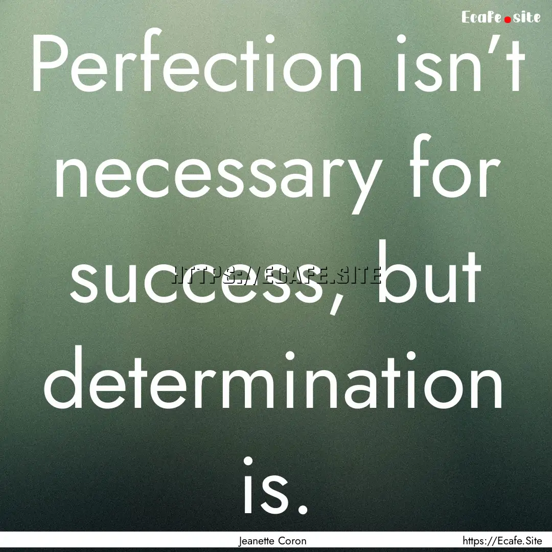 Perfection isn’t necessary for success,.... : Quote by Jeanette Coron