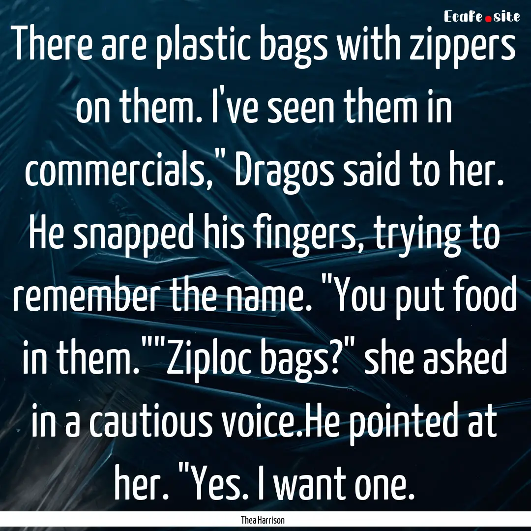 There are plastic bags with zippers on them..... : Quote by Thea Harrison