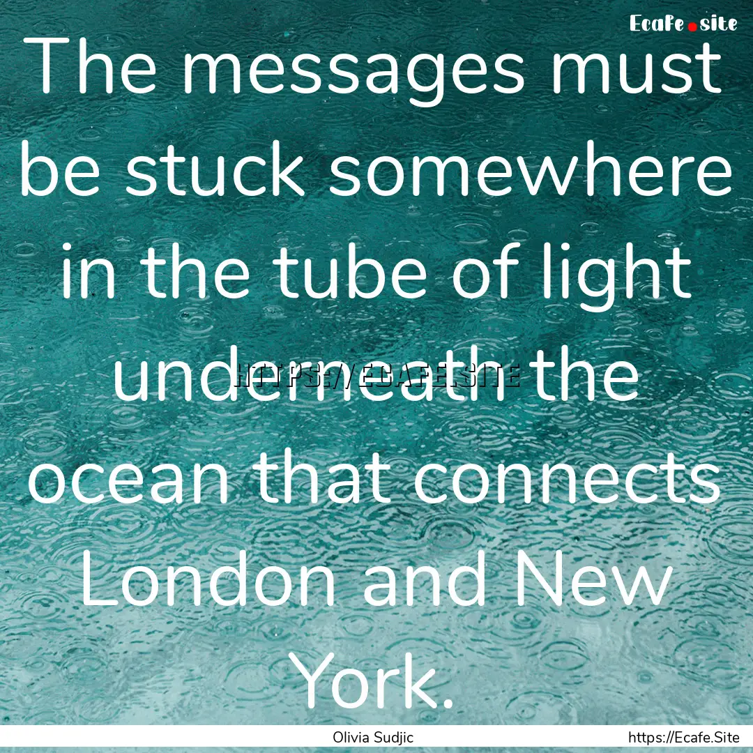 The messages must be stuck somewhere in the.... : Quote by Olivia Sudjic