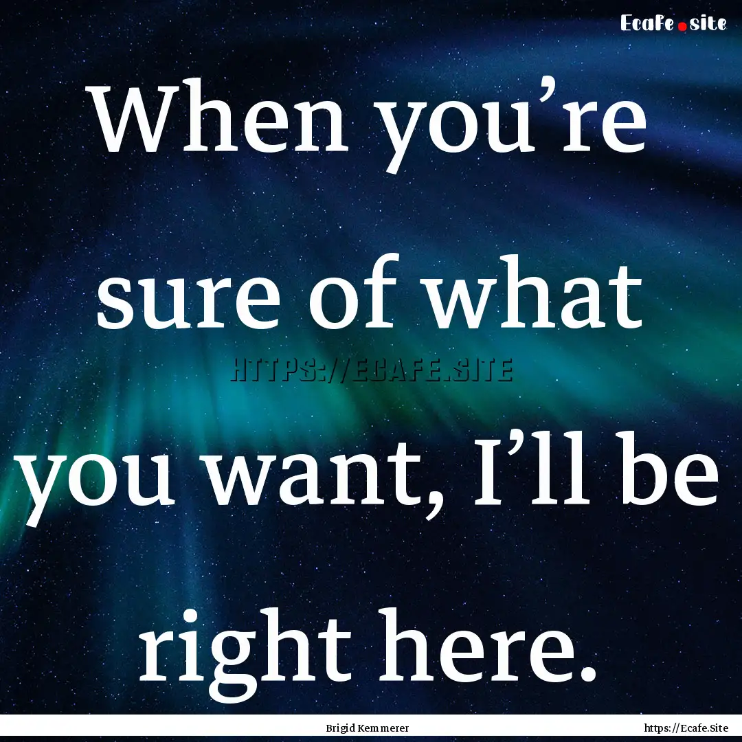 When you’re sure of what you want, I’ll.... : Quote by Brigid Kemmerer