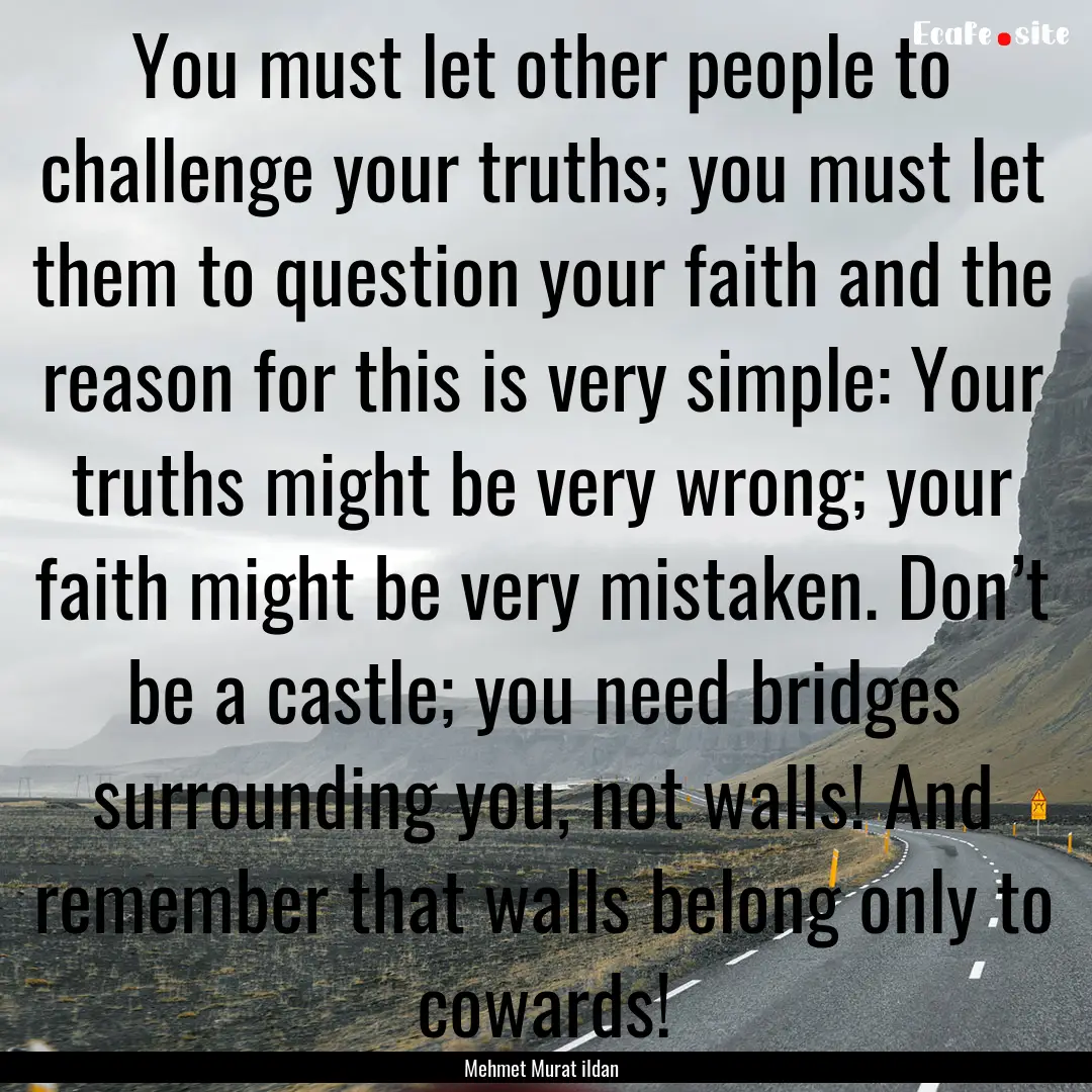 You must let other people to challenge your.... : Quote by Mehmet Murat ildan