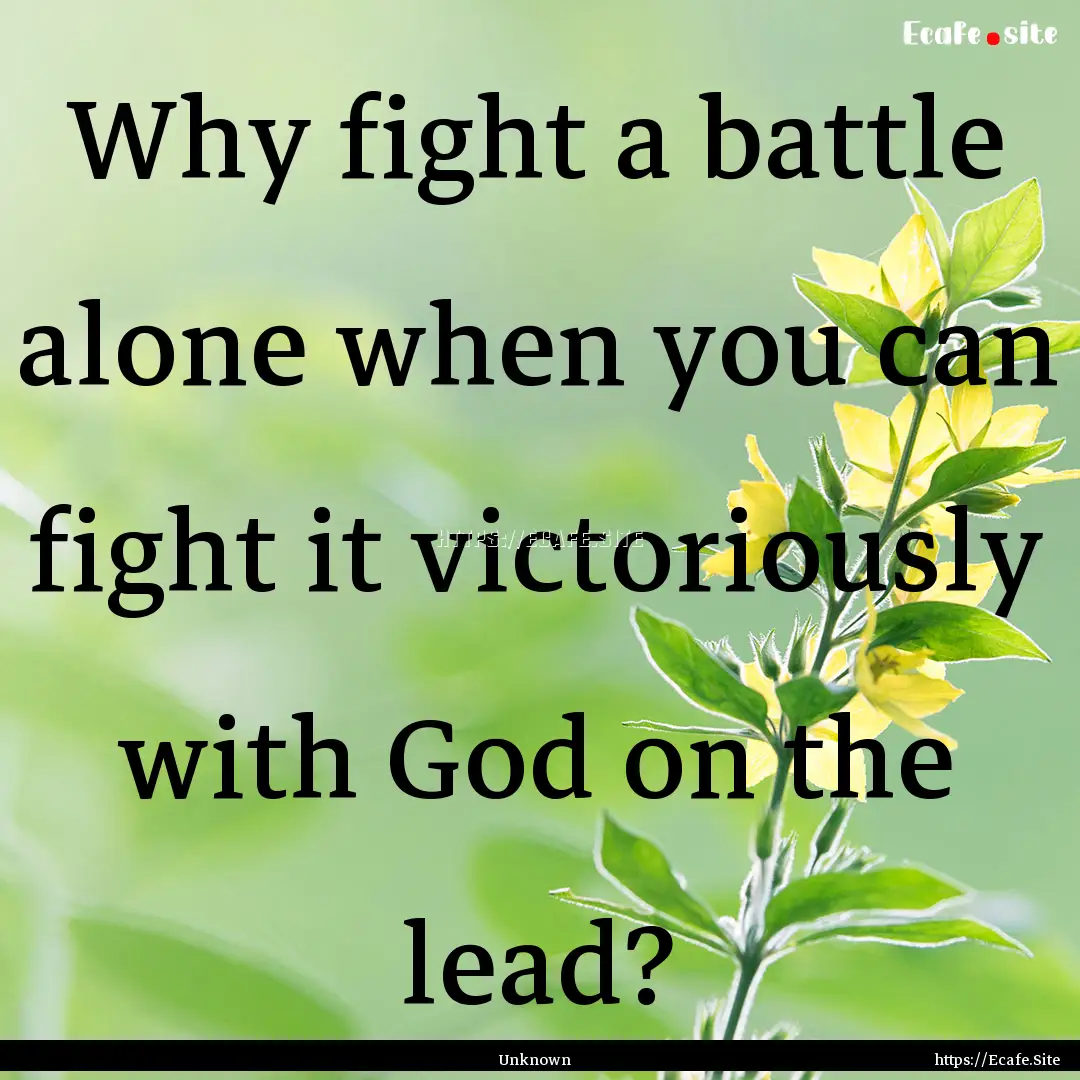 Why fight a battle alone when you can fight.... : Quote by Unknown