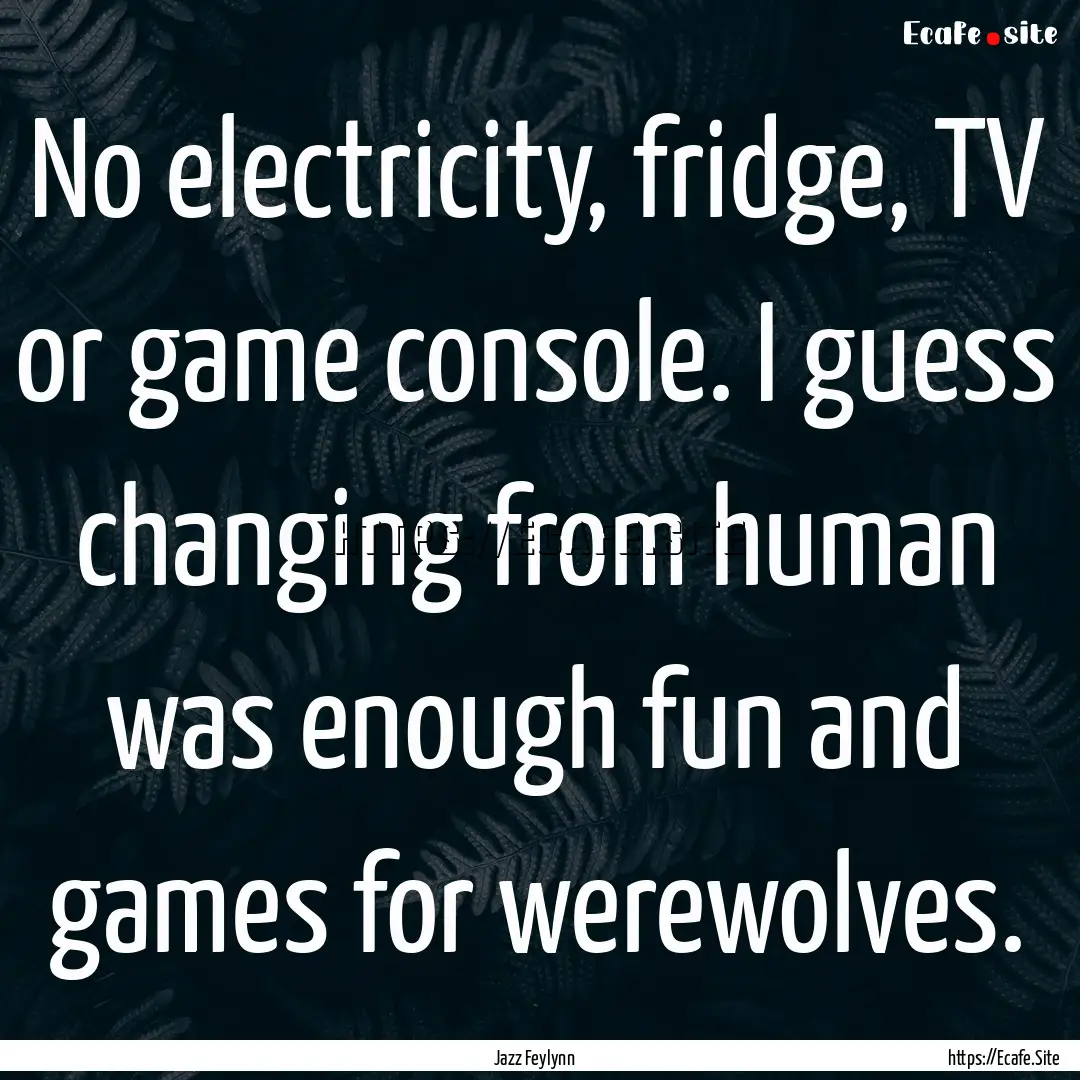 No electricity, fridge, TV or game console..... : Quote by Jazz Feylynn