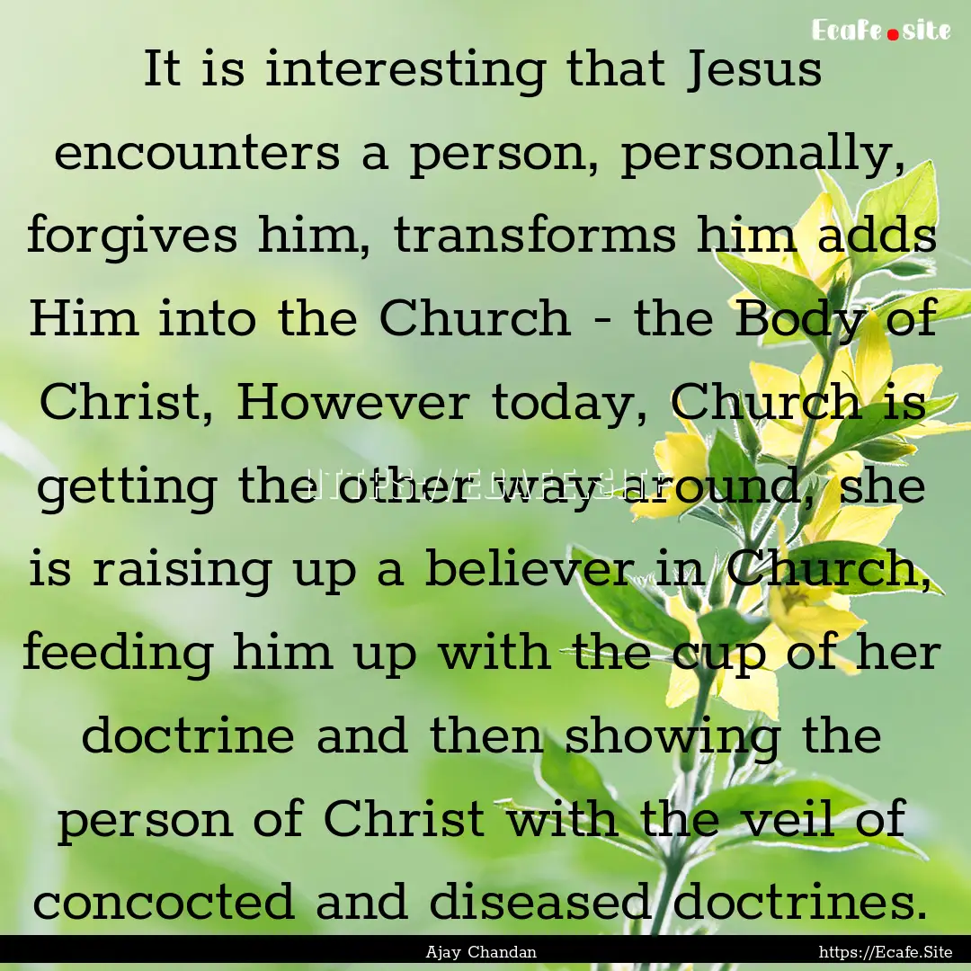 It is interesting that Jesus encounters a.... : Quote by Ajay Chandan