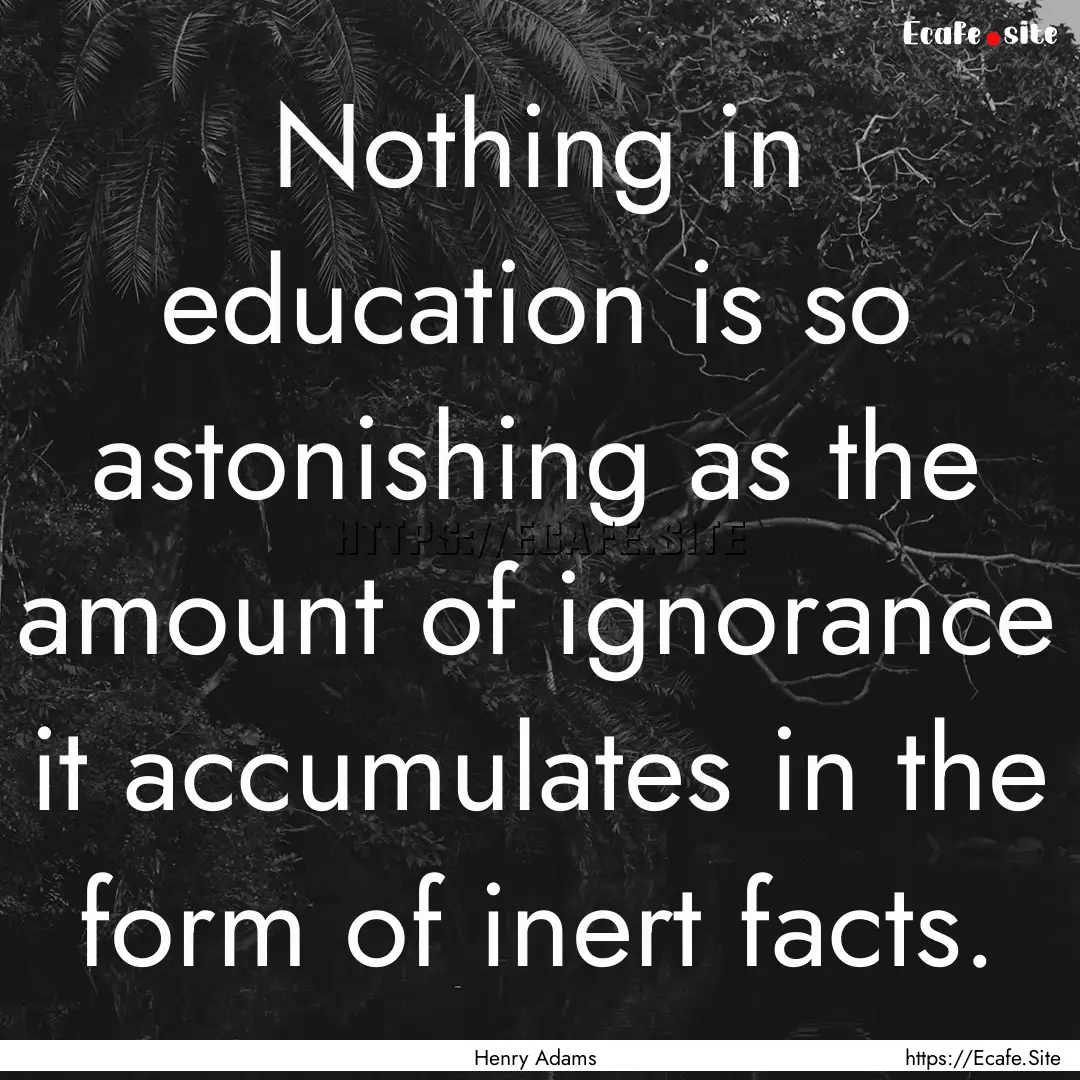 Nothing in education is so astonishing as.... : Quote by Henry Adams