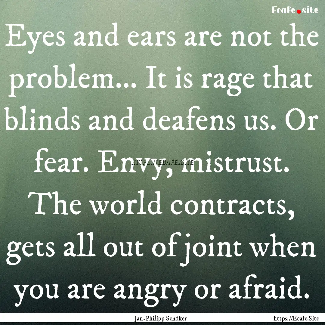 Eyes and ears are not the problem... It is.... : Quote by Jan-Philipp Sendker