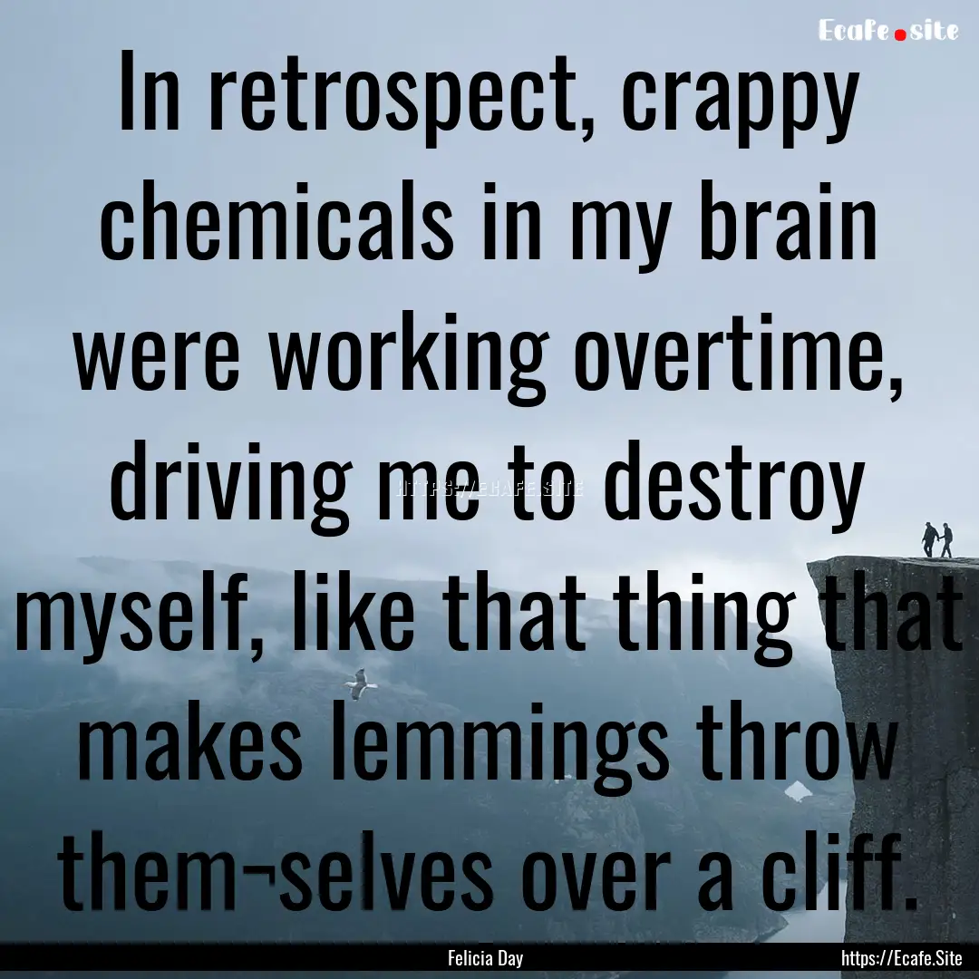 In retrospect, crappy chemicals in my brain.... : Quote by Felicia Day