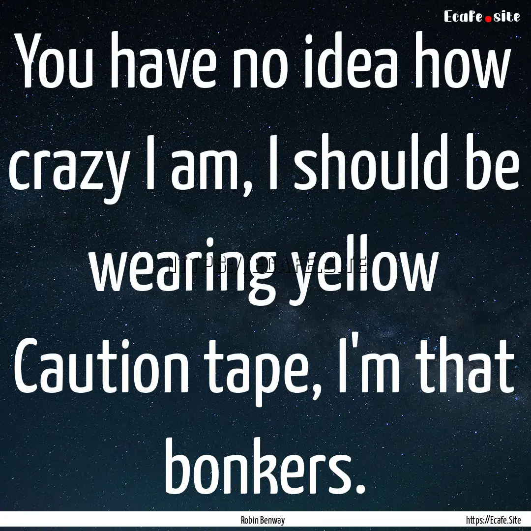 You have no idea how crazy I am, I should.... : Quote by Robin Benway