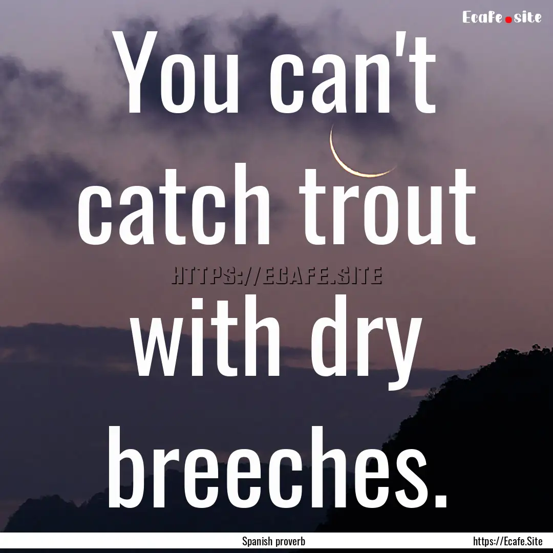 You can't catch trout with dry breeches. : Quote by Spanish proverb