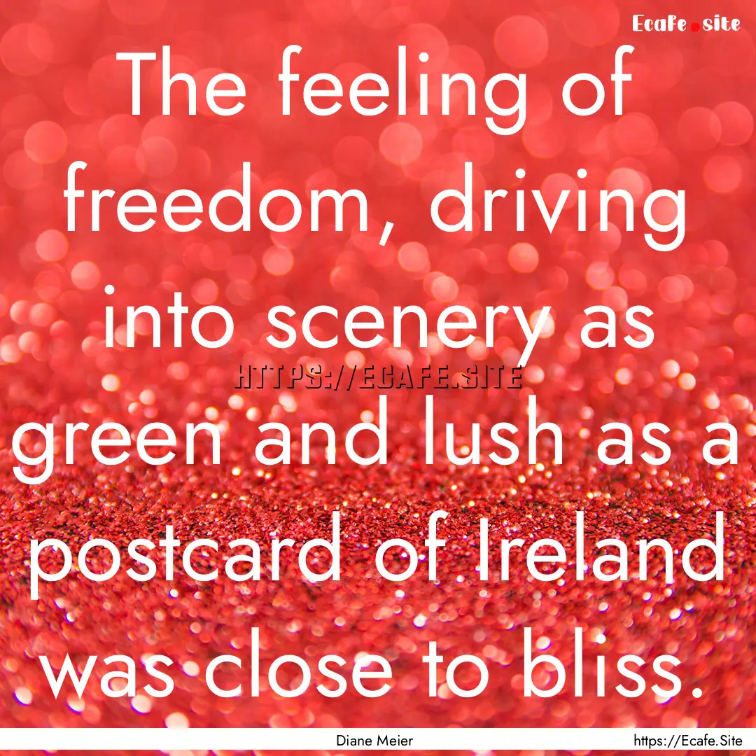 The feeling of freedom, driving into scenery.... : Quote by Diane Meier