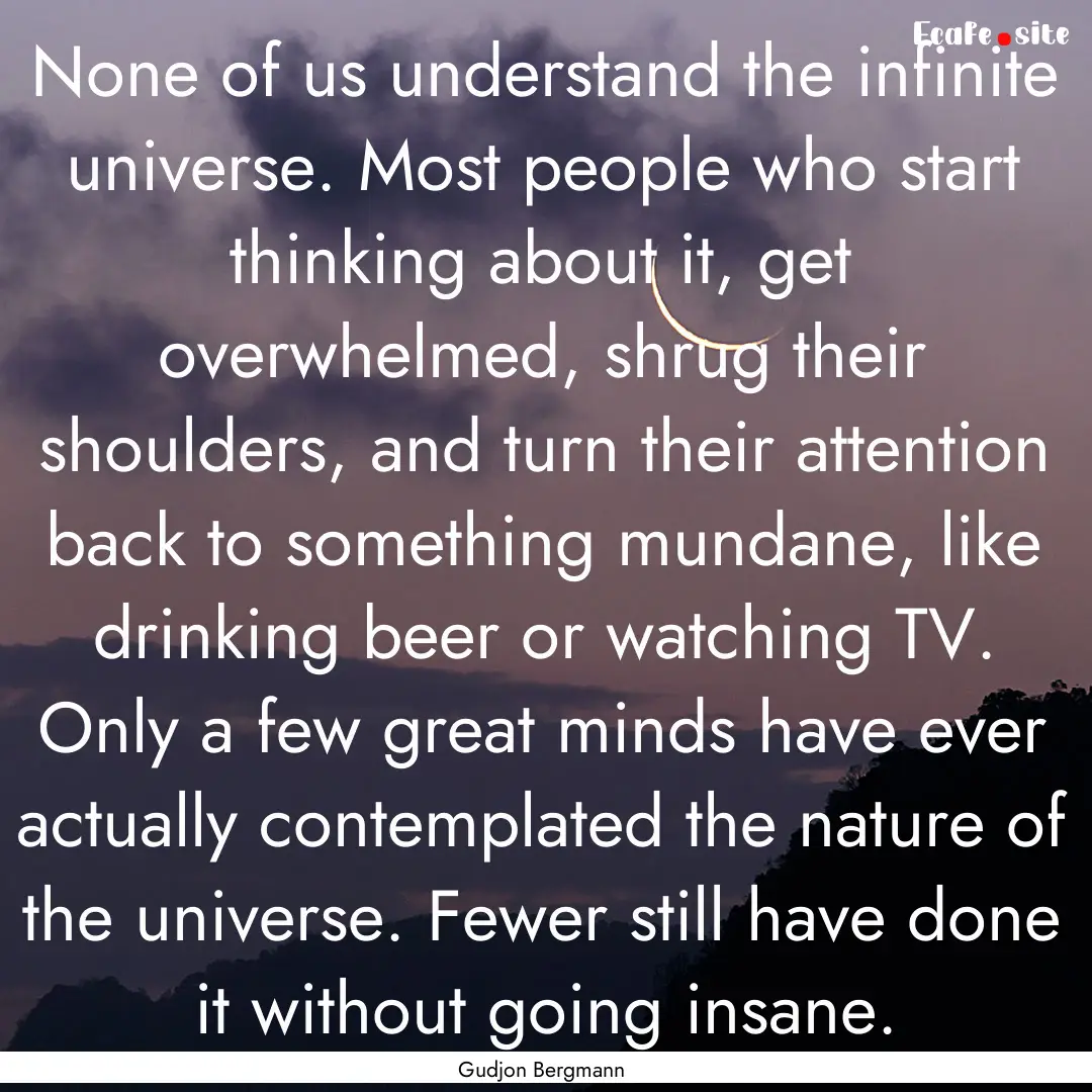 None of us understand the infinite universe..... : Quote by Gudjon Bergmann