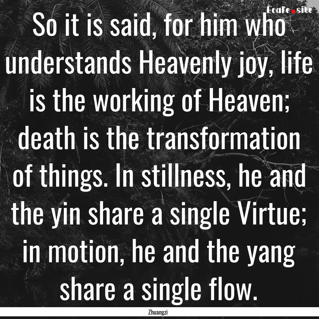 So it is said, for him who understands Heavenly.... : Quote by Zhuangzi