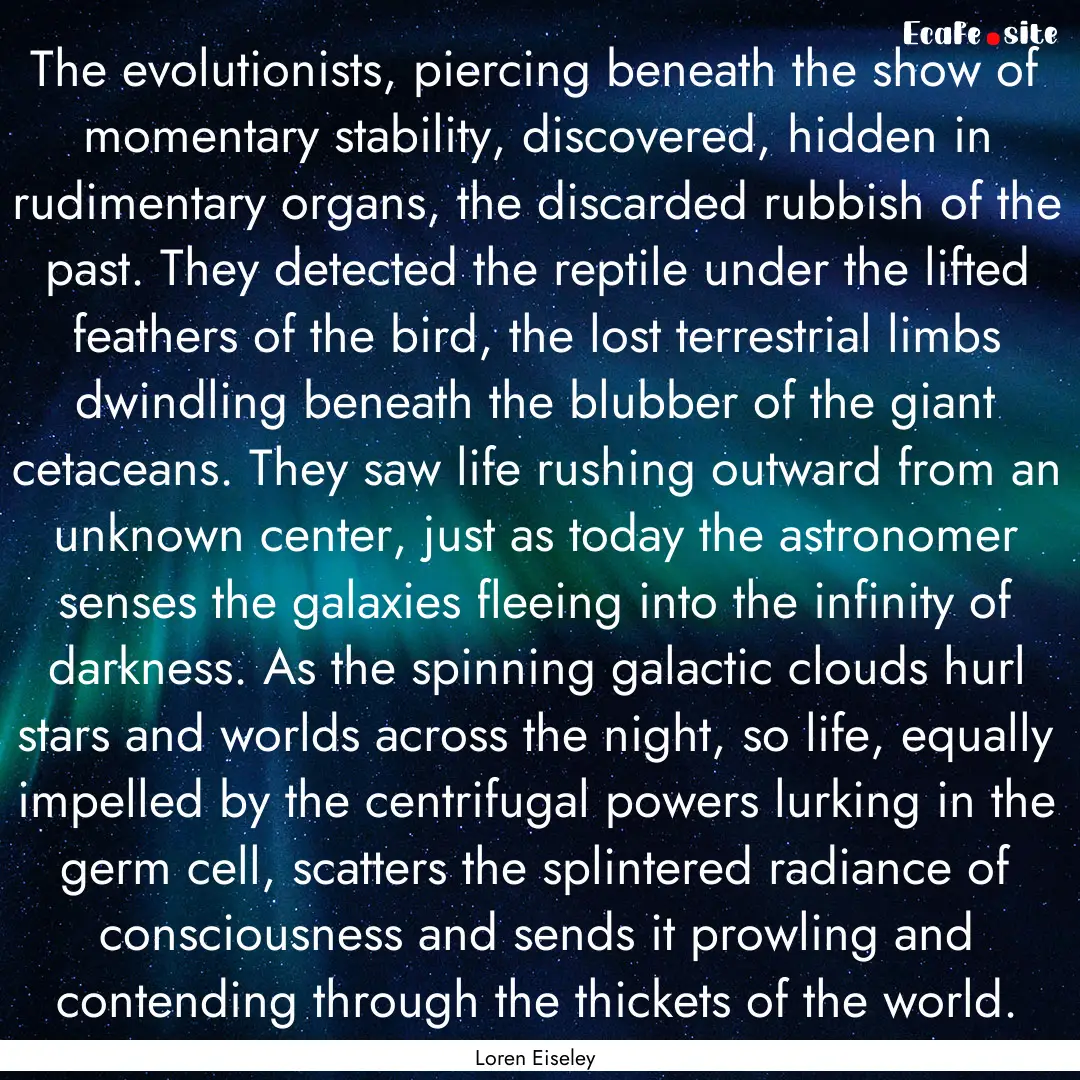 The evolutionists, piercing beneath the show.... : Quote by Loren Eiseley