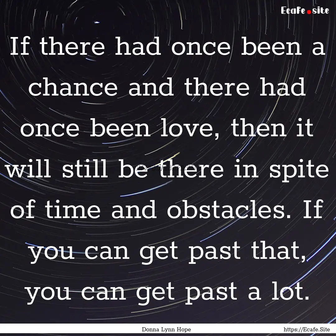 If there had once been a chance and there.... : Quote by Donna Lynn Hope