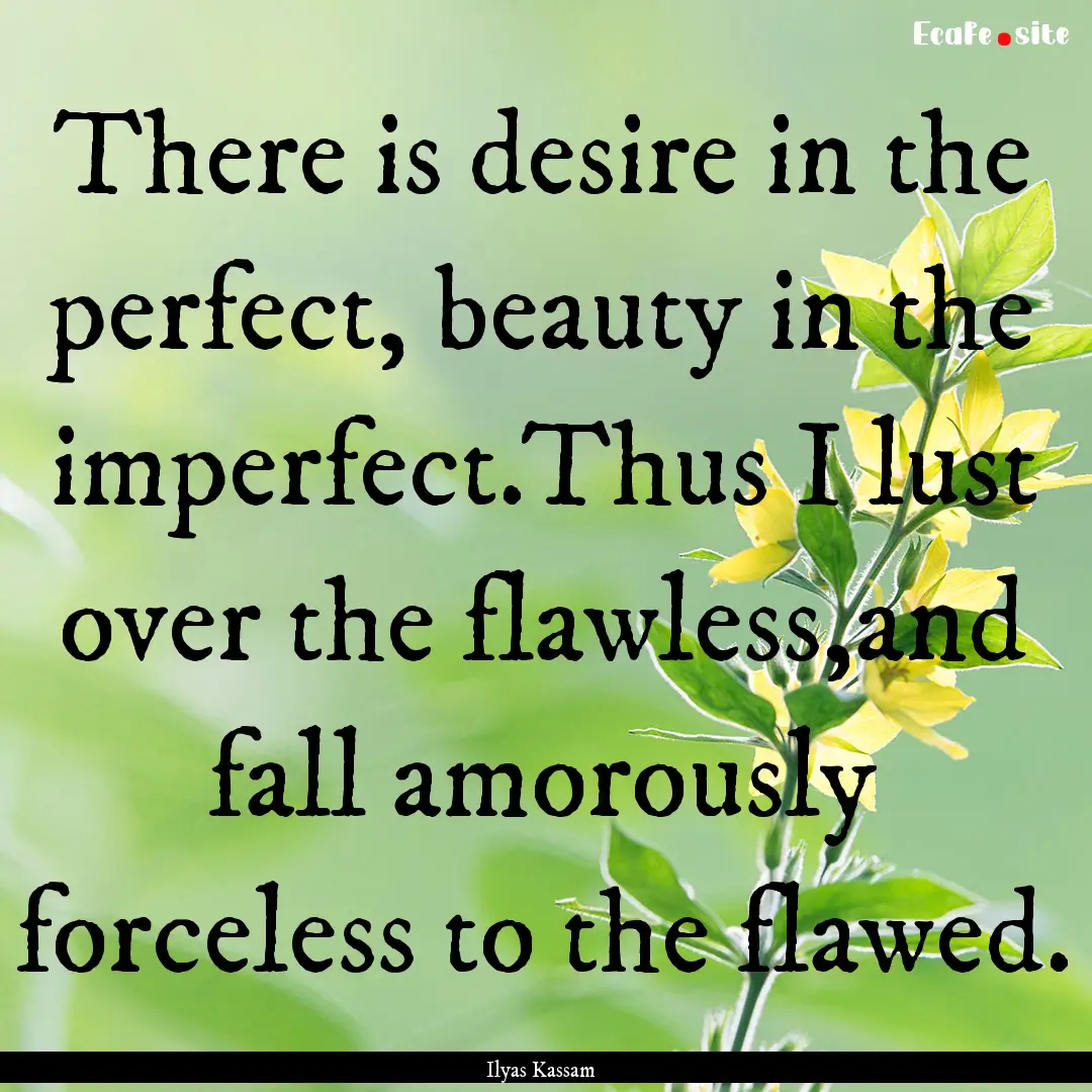 There is desire in the perfect, beauty in.... : Quote by Ilyas Kassam