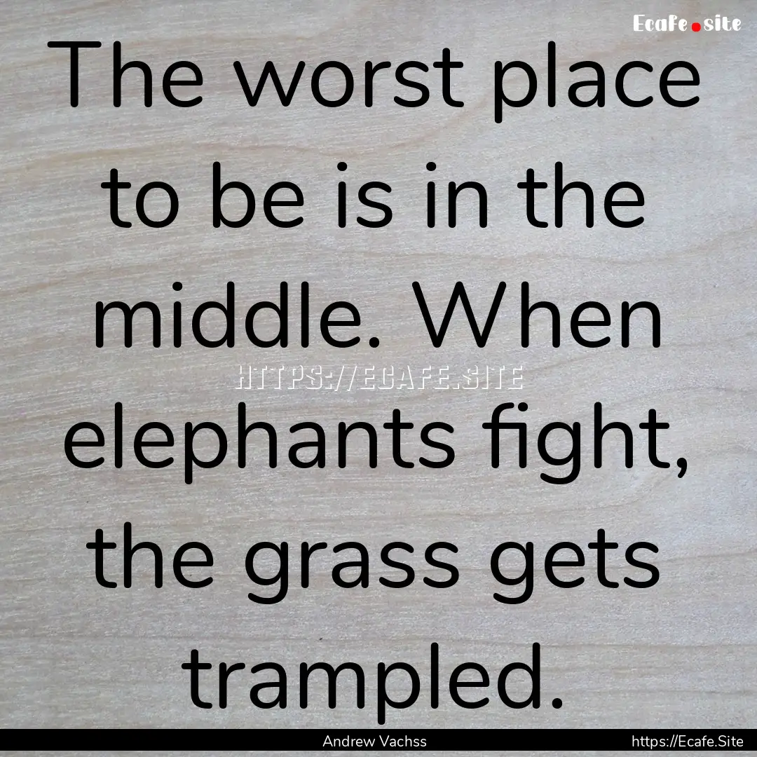 The worst place to be is in the middle. When.... : Quote by Andrew Vachss