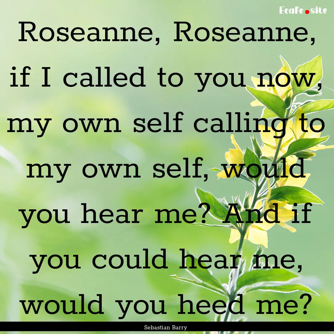 Roseanne, Roseanne, if I called to you now,.... : Quote by Sebastian Barry