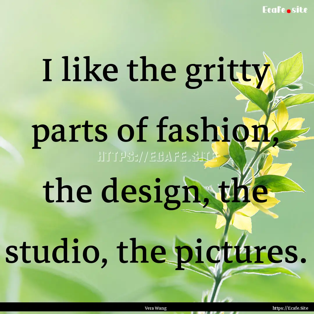 I like the gritty parts of fashion, the design,.... : Quote by Vera Wang