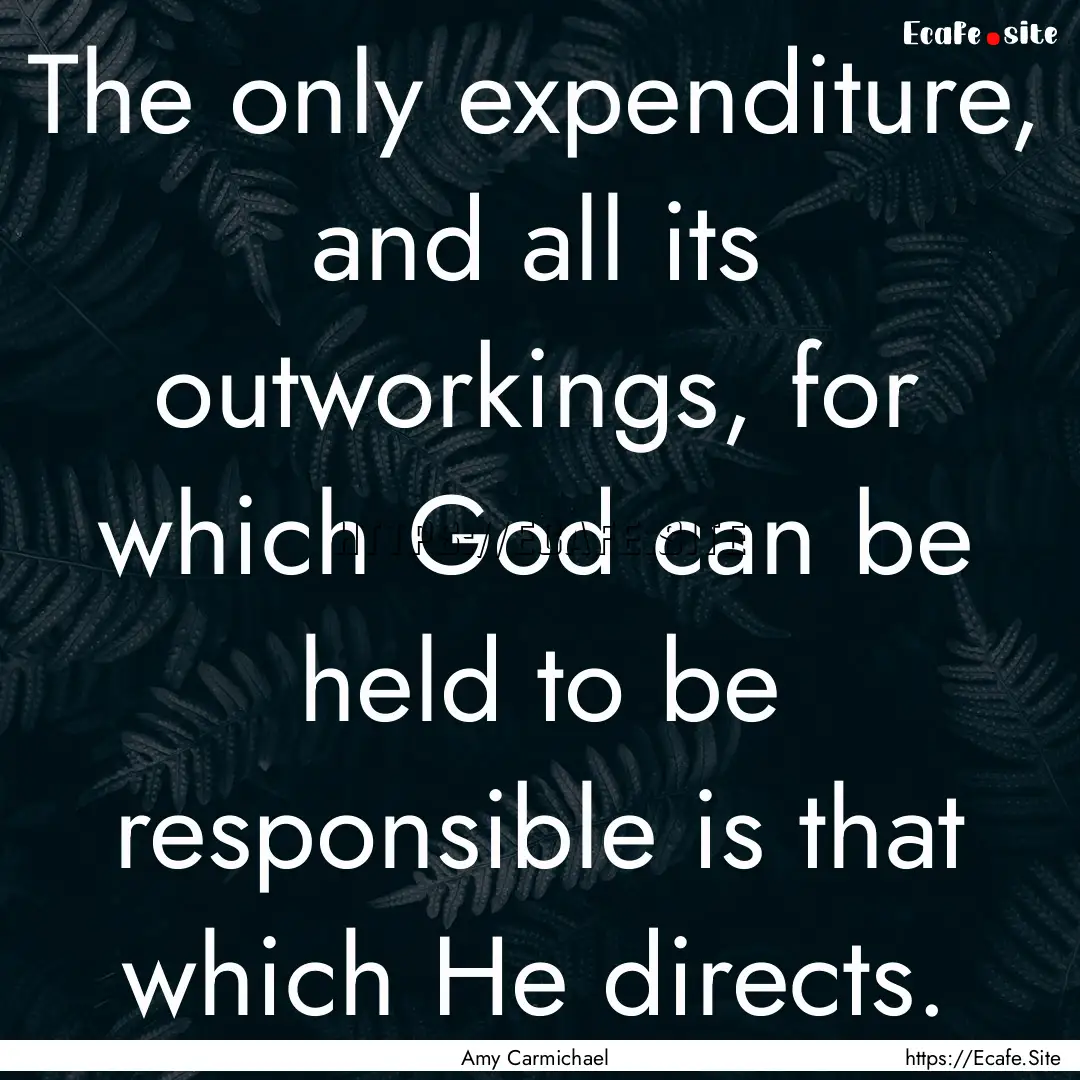 The only expenditure, and all its outworkings,.... : Quote by Amy Carmichael