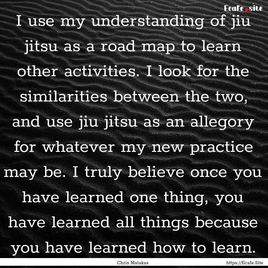 I use my understanding of jiu jitsu as a.... : Quote by Chris Matakas