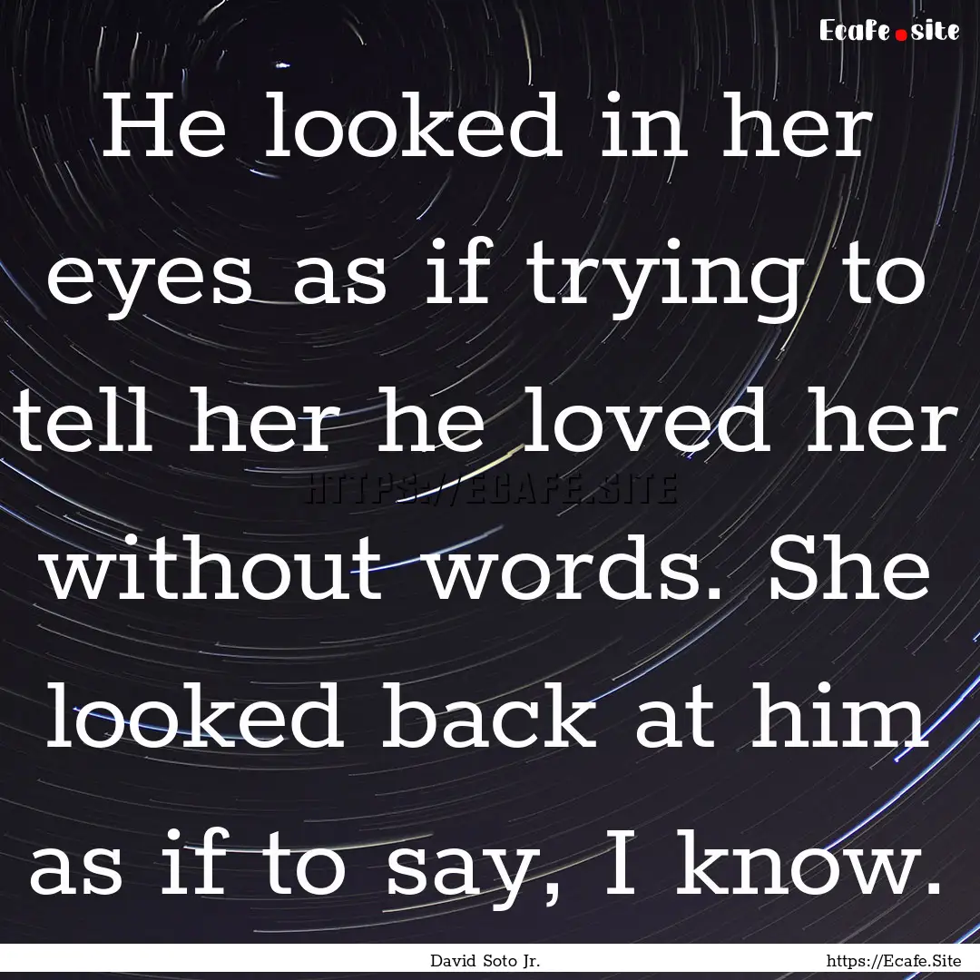 He looked in her eyes as if trying to tell.... : Quote by David Soto Jr.