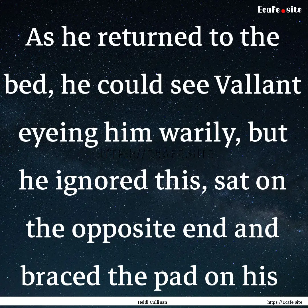 As he returned to the bed, he could see Vallant.... : Quote by Heidi Cullinan