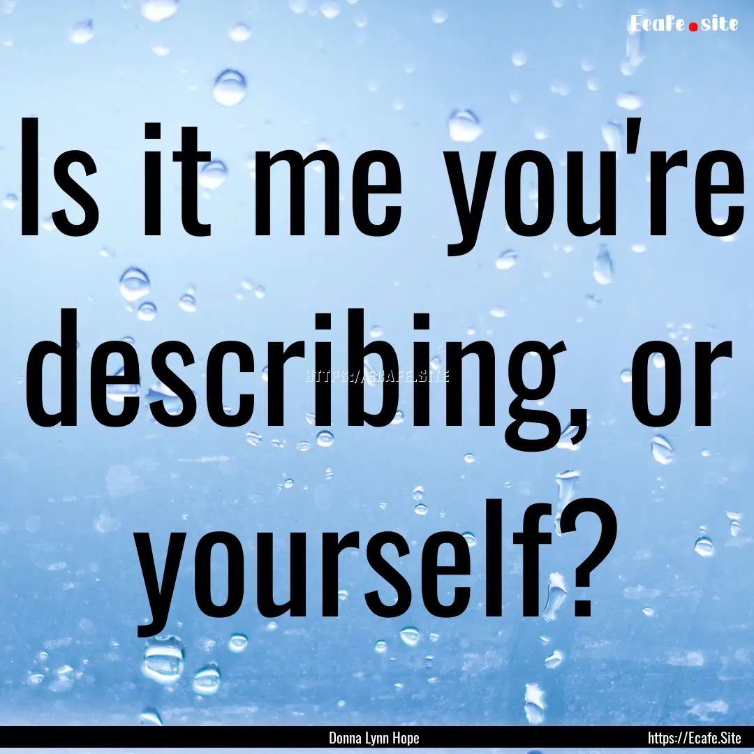 Is it me you're describing, or yourself? : Quote by Donna Lynn Hope